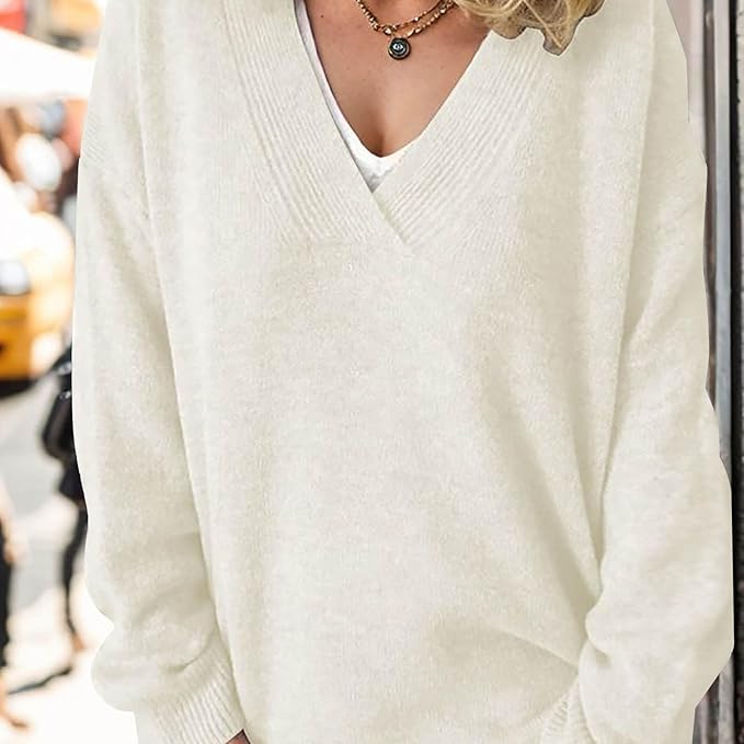 Dam Stickad V-hals Tröja i Ull för Kalla Dagar-6