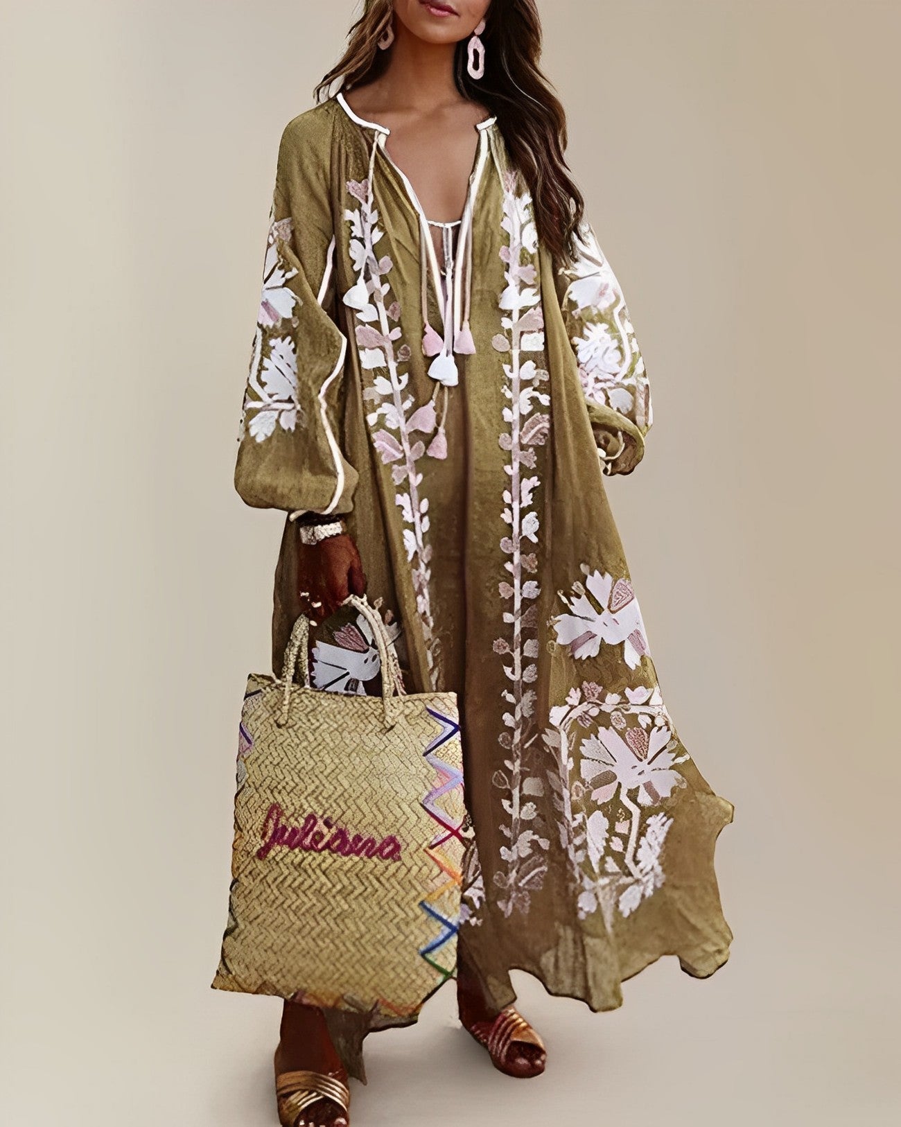 Variant image for Kvinna Retro Boho Klänning Lätt Material-25