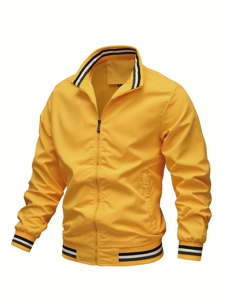 Herrjacka Bomber Randig Polyester för Höst och Vår-3