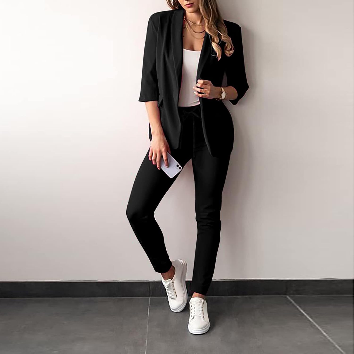 Kostym för Kvinnor 2-delad Blazer och Byxor Polyester Elastan 7