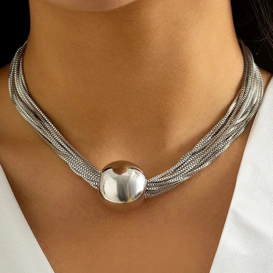 Dam Halsband Multi-strÀngad Design Metall med Blank PÀrla-1