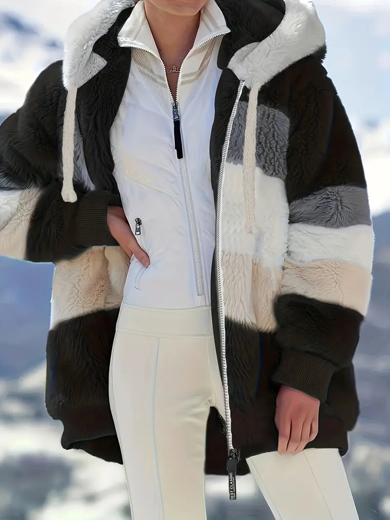 Damjacka med Huva och Syntetisk Päls – Elegant och Bekväm Jacka för Kalla Dagar, Normal Passform, Finns i S-XL 6