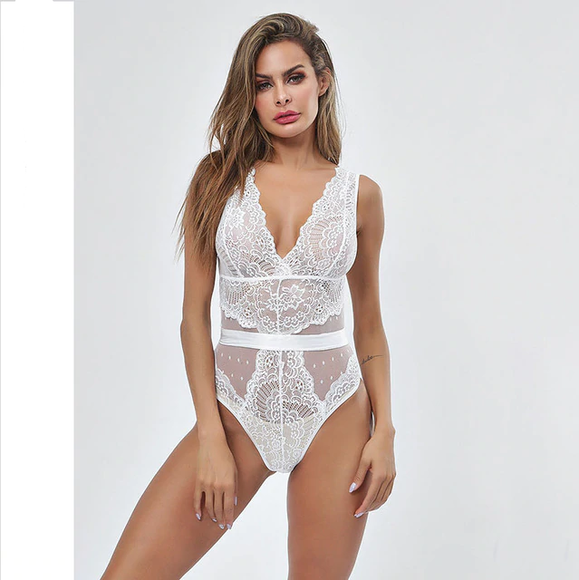 Variant image for Dam Bodysuit V-ringad Polyester-Spandex För Eleganta Tillfällen-3