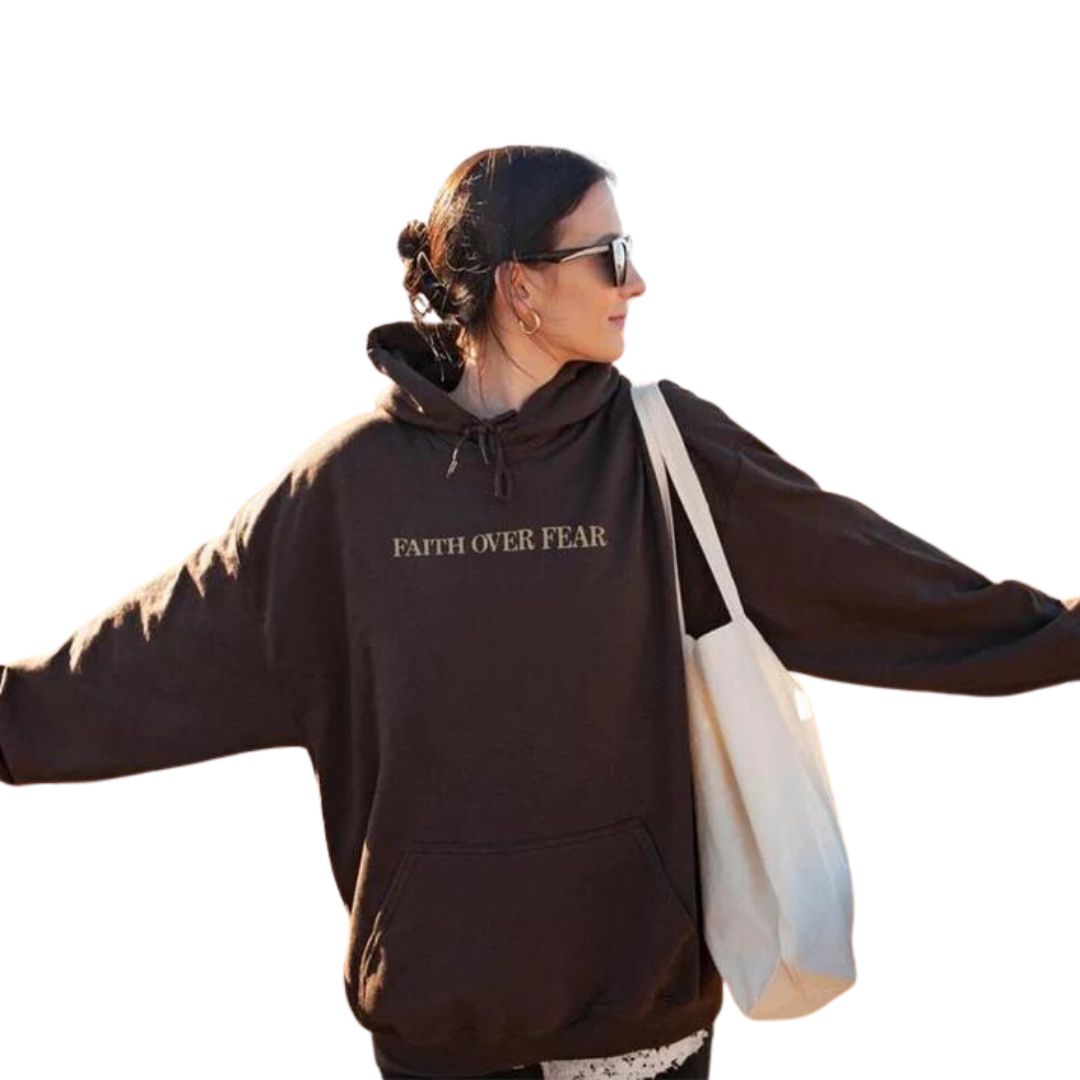 Unisex Luvtröja med Motiv Tro över Rädsla Mjuk Bomullspolyester 4