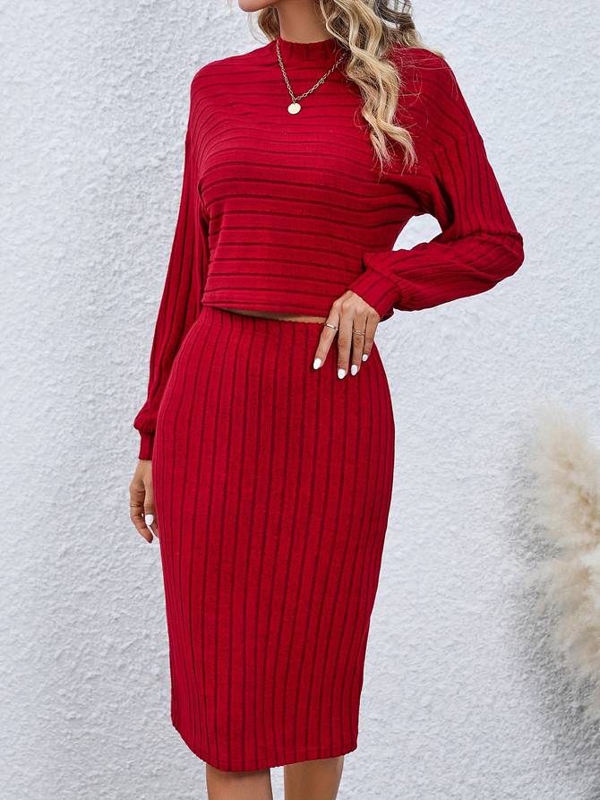 Tvådelad MIDI Uppsättning för Dam i Polyester – Elegant och Mångsidig Kläder Dam för Vardag och Fest 6