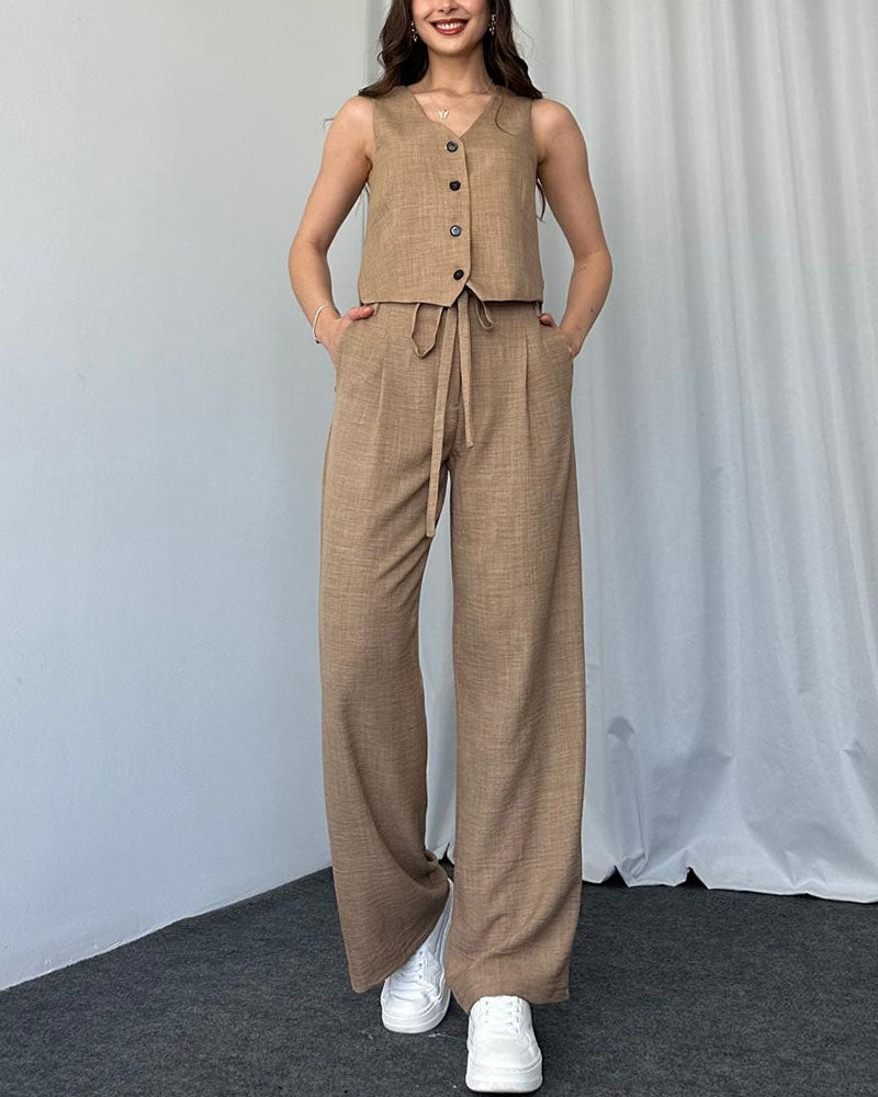 Variant image for Dam Tvådelad Ensemble Avslappnad Väst och Byxor Högkvalitativ Andningsbar Väv-19