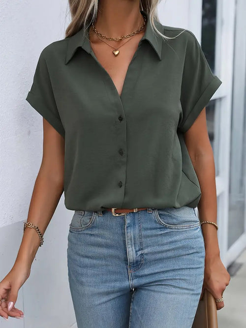 Herrskjorta Kortärmad Modern Stil Lätt Andningsbart Tyg-1