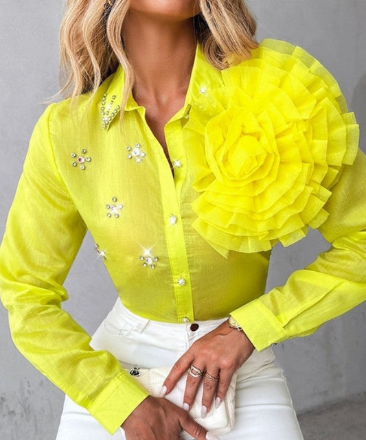 Dam Blommönstrad Jacka Tencel för VÄr och Höst-1