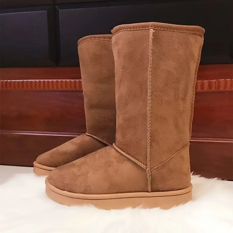 Kvinnors Ankelstövlar Slip-on Vattentåliga Fleecefodrade-6