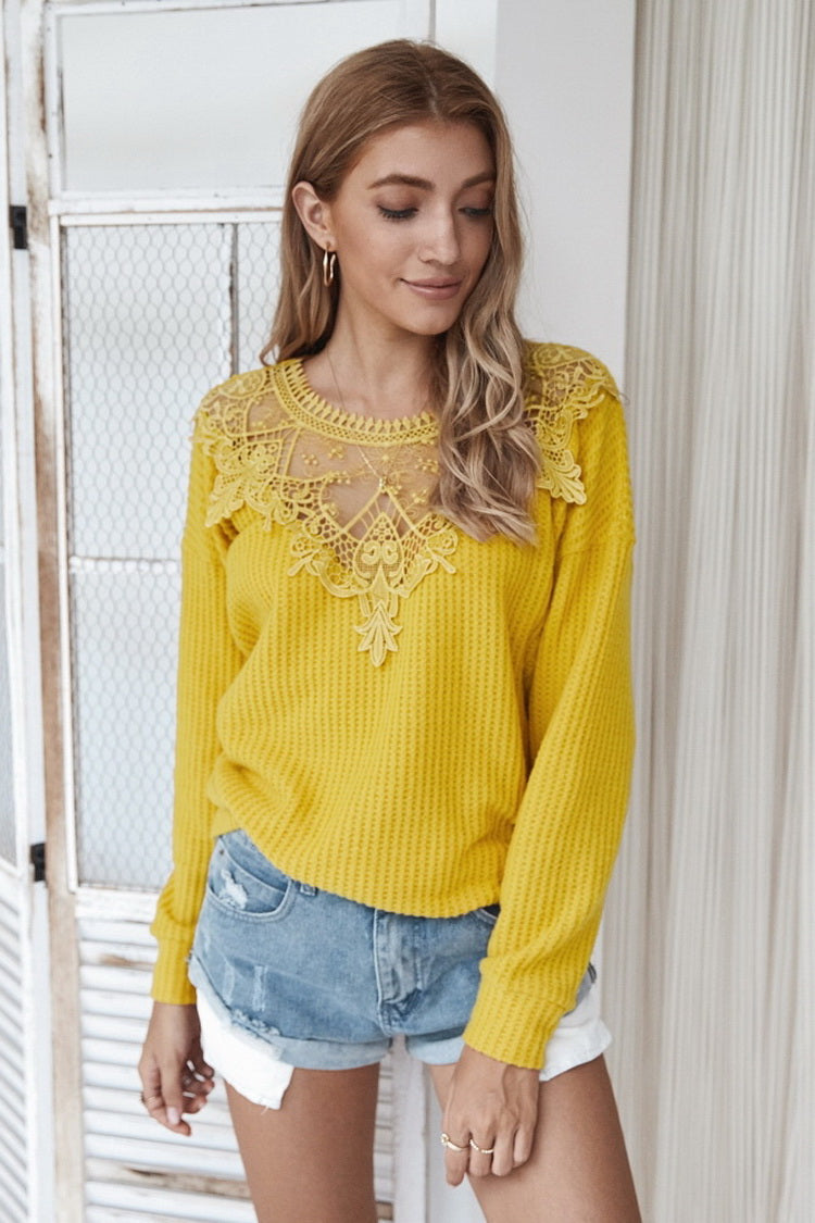 Dam Topptröja Broderad Polyester 3/4 Ärmar-1