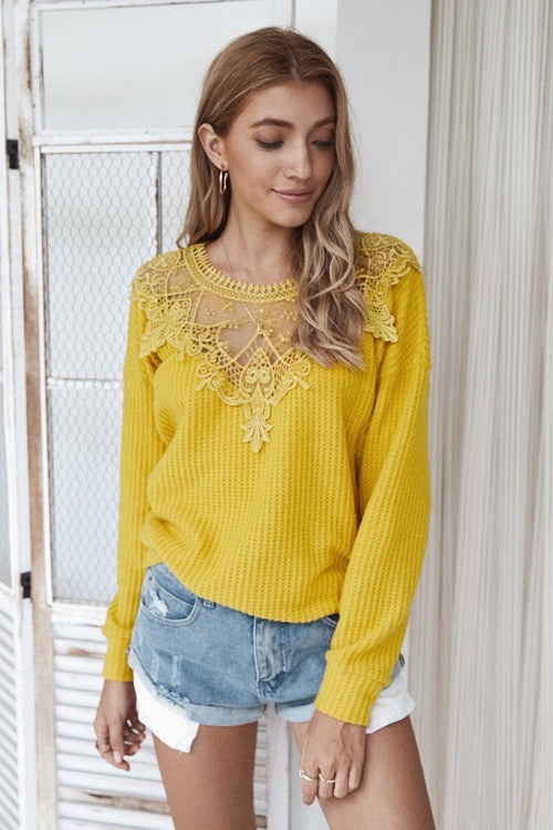 Dam Topptröja Broderad Polyester 3/4 Ärmar-1