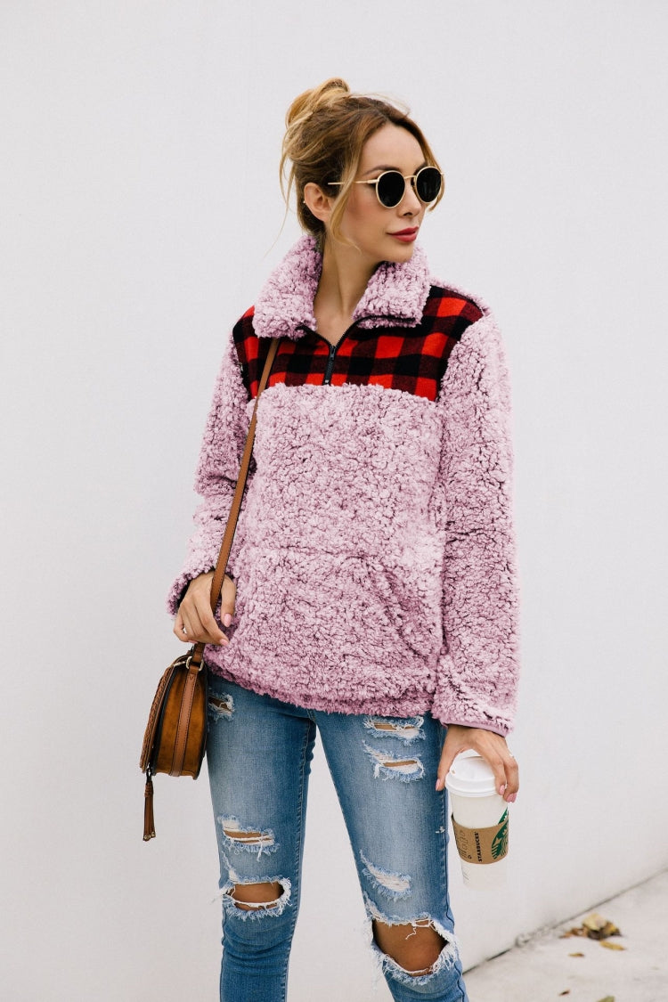 Dam Rutig Topp med Fickor i Mjuk Polyester-6