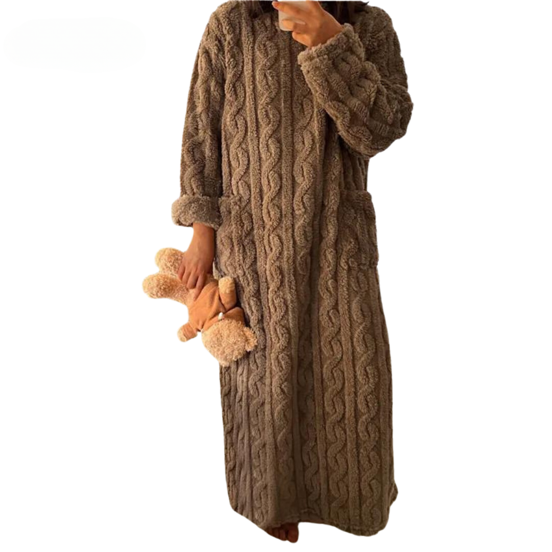 Variant image for Dam Maxi Klänning Kabelstickad Lång Ärmar Mjuk Akrylblandning-16