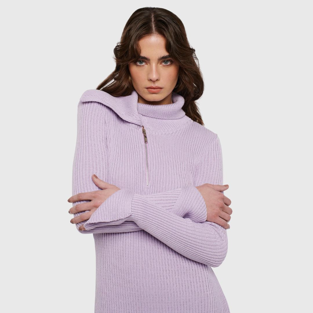 Dam Maxiklänning Ribbstickad Modern Design 100% Bomull-3