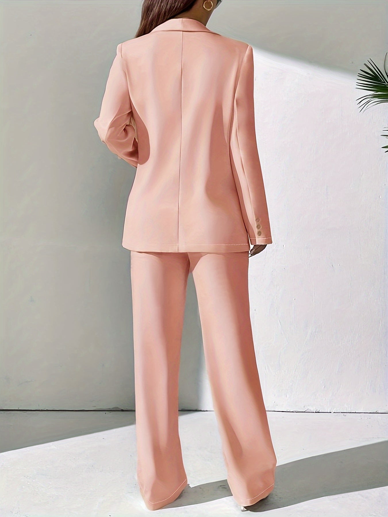 Kvinnor Blazer Set Enknapps Design Högkvalitativt Tyg-3