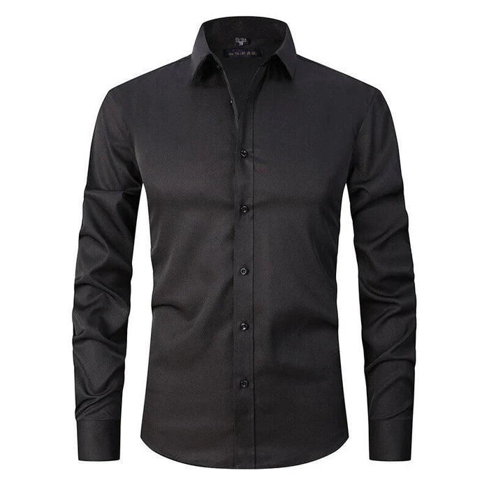 Herrskjorta Stretch Slim Fit i 3D-Vävt Polyester – Andningsbar och Rynkfri, Perfekt för Vardags och Formella Tillfällen 9