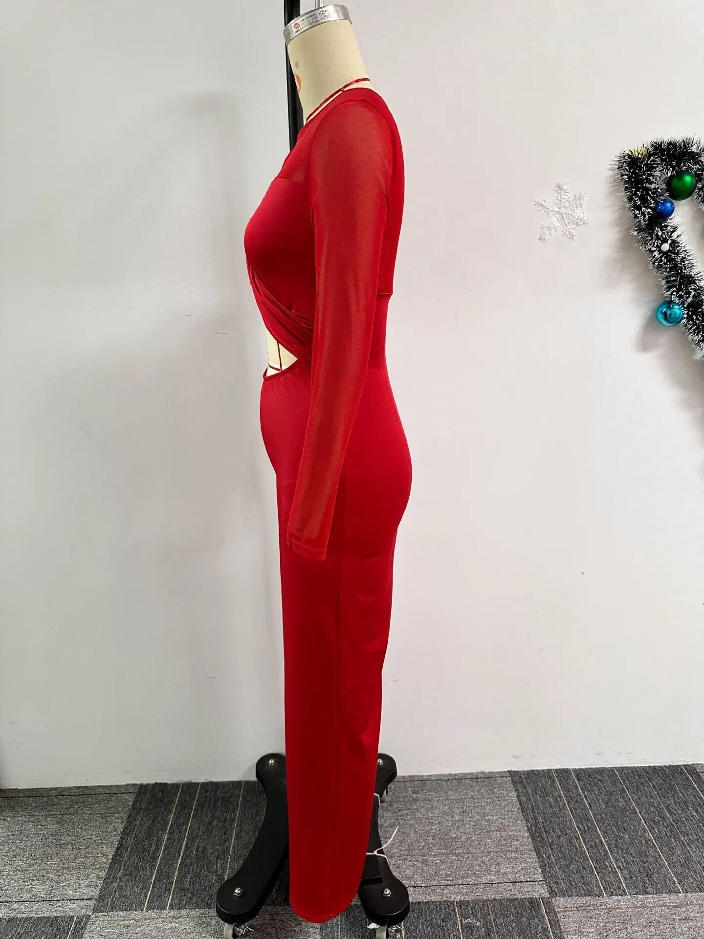 Dam Jumpsuit Elegant Nätduk Graciös Silhuett-5