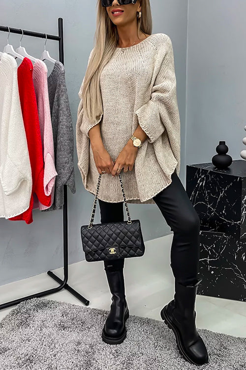 Dam Tröja Överdimensionerad Batwing Ärmar Mjuk Akryl 4