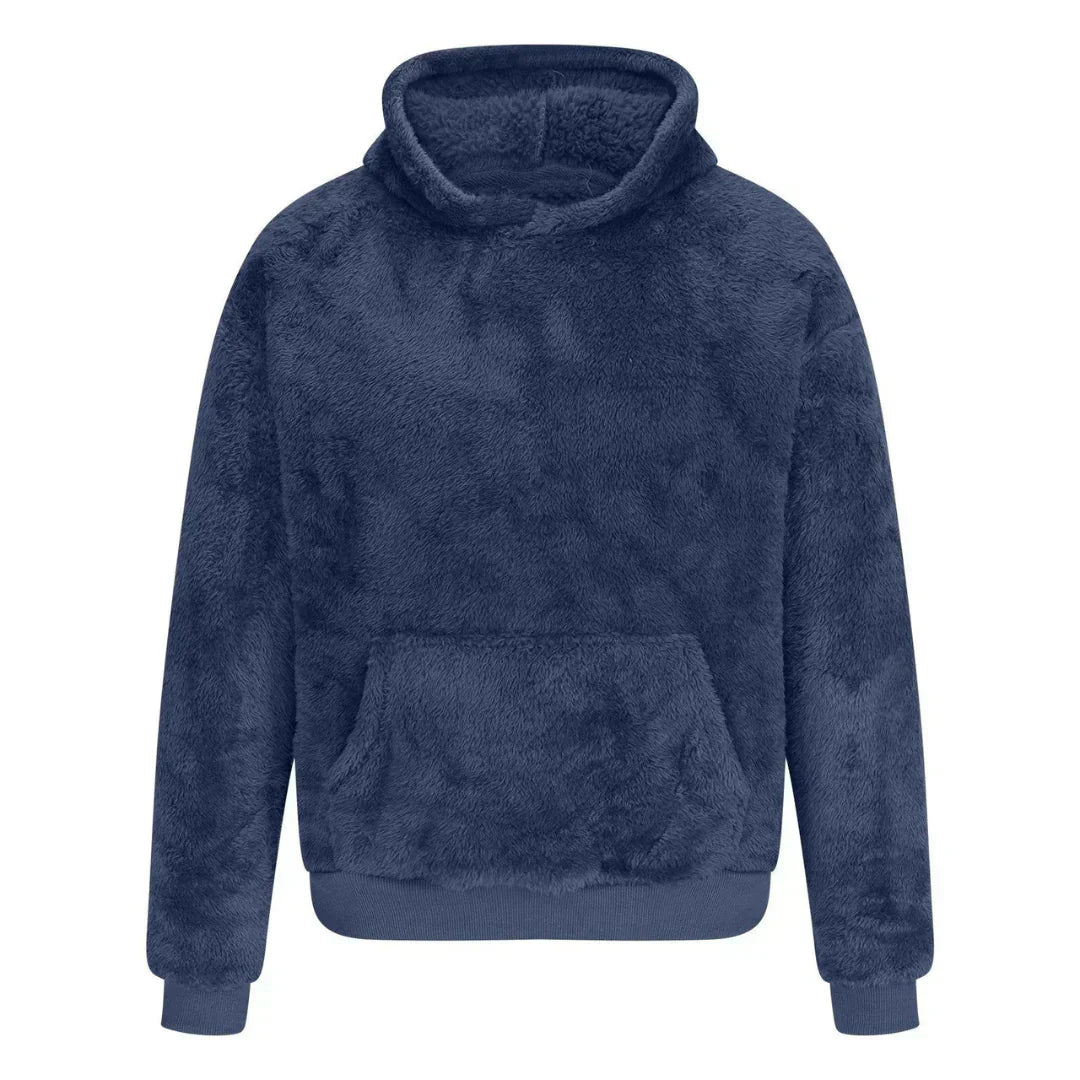 Hoodie Dam Fluffig Fleece Avslappnad Vinterkomfort-4