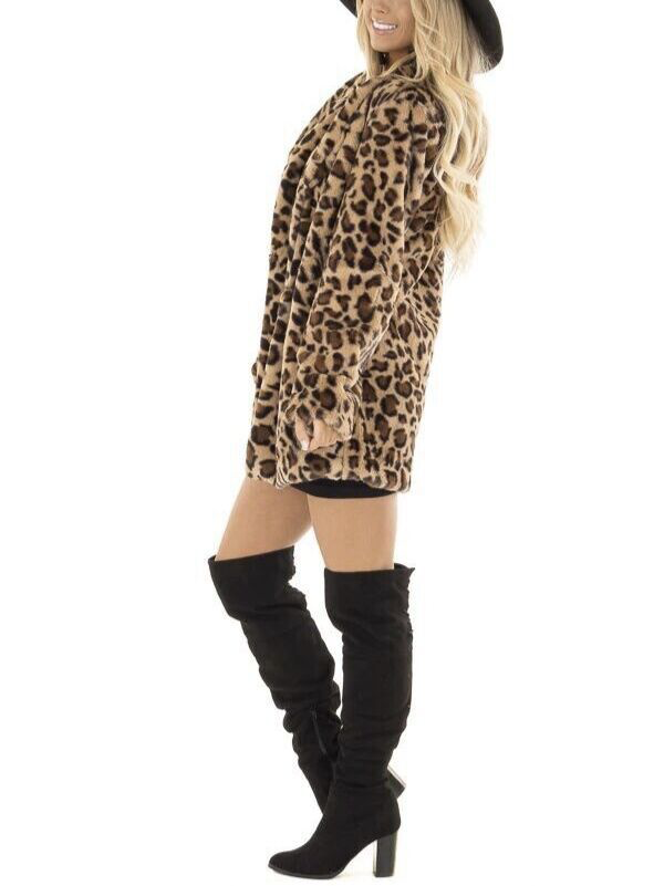 Dam Kappa Leopardmönster Trendig Polyester Elastan-3