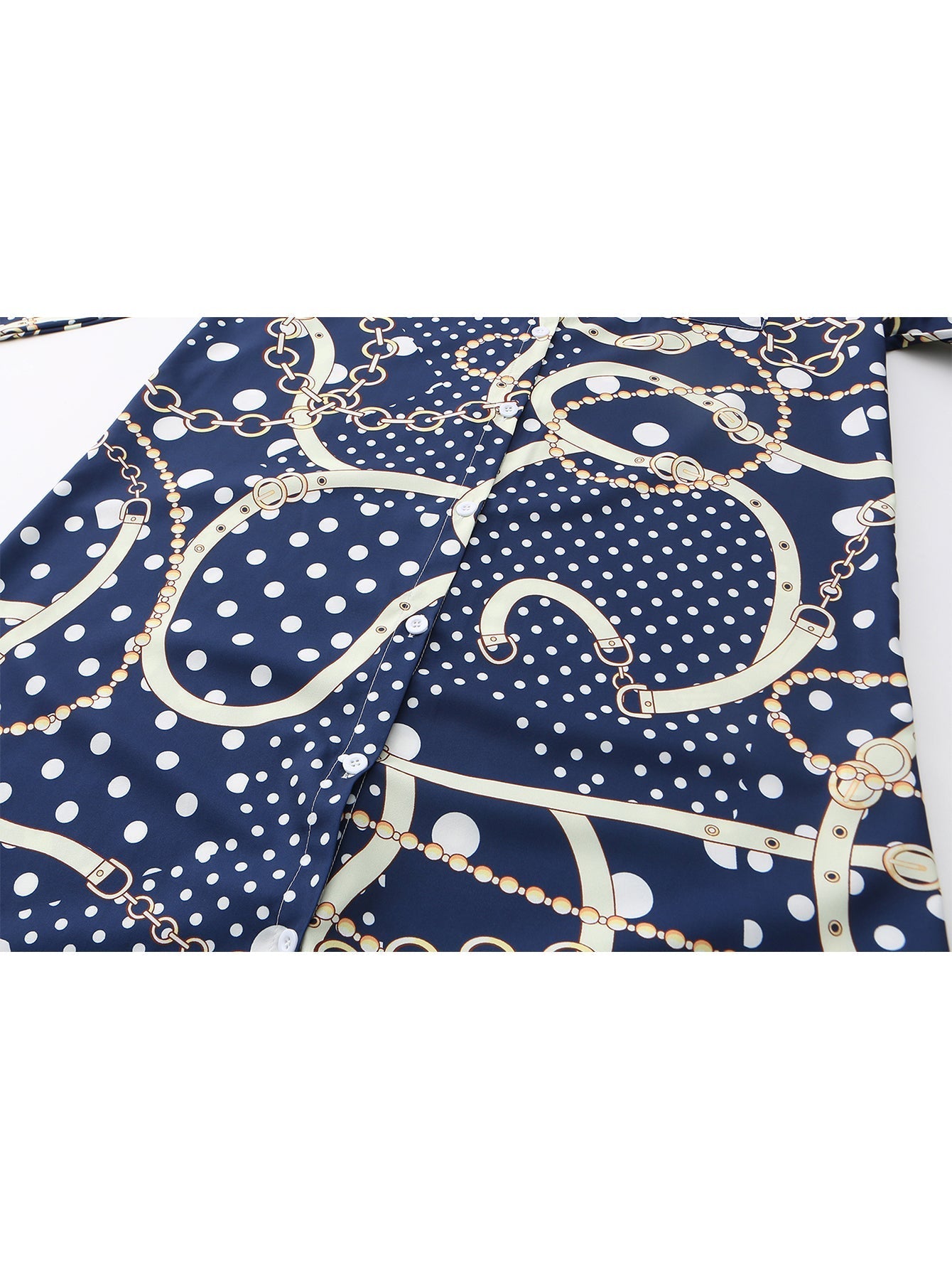 Damklänning med Krage Tryckt Polyester Långärmad Fina Dam Klänningar 5