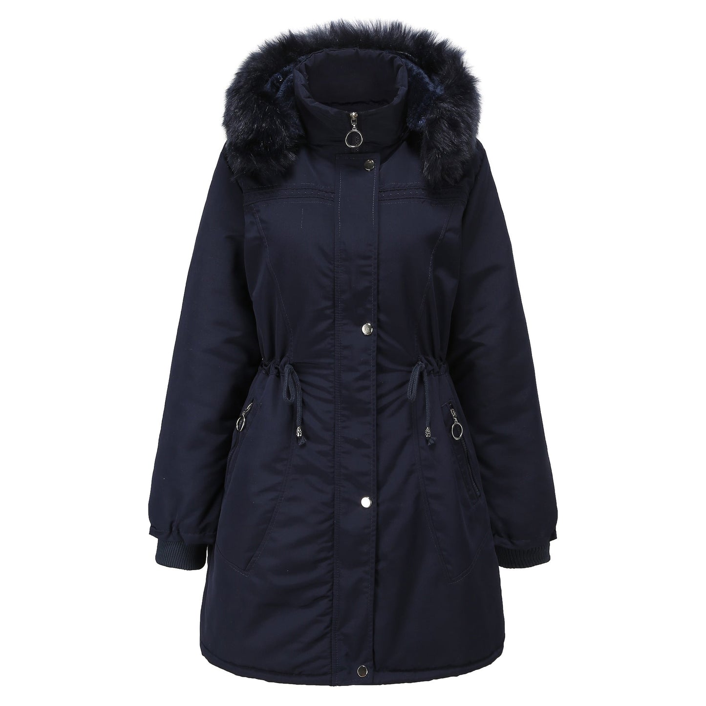 Dam Lång Kappa Plysch Fleece Syntetiska Fibrer-6