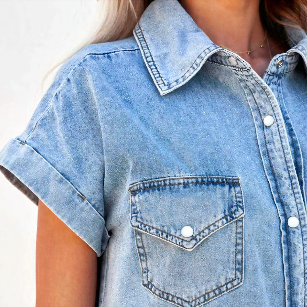 Dam Lång Jeansklänning Klassisk Högkvalitativ Denim 5