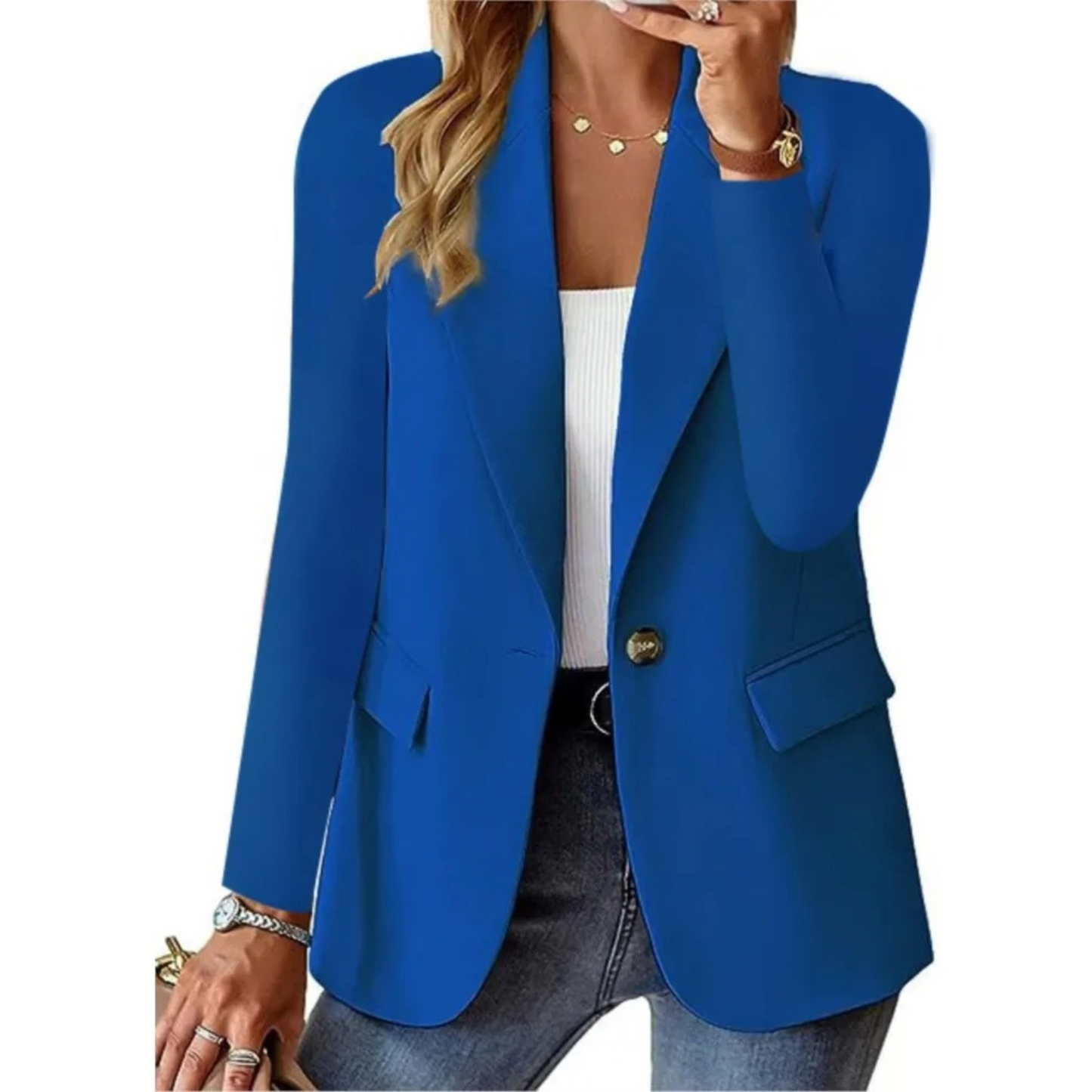 Slim Fit Kvinno Blazer Långärmad i Första Klassens Tyg – Elegant och Tidlös Design för Arbete och Fest 13