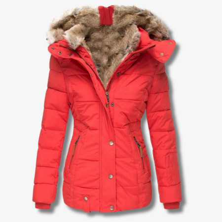 Damjacka med Huva Avslappnad Polyester för Vinter-1