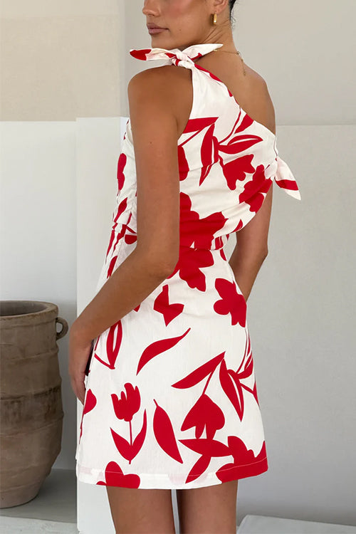 Dam Miniklänning Off-Shoulder Blommig Bomull Polyester-6