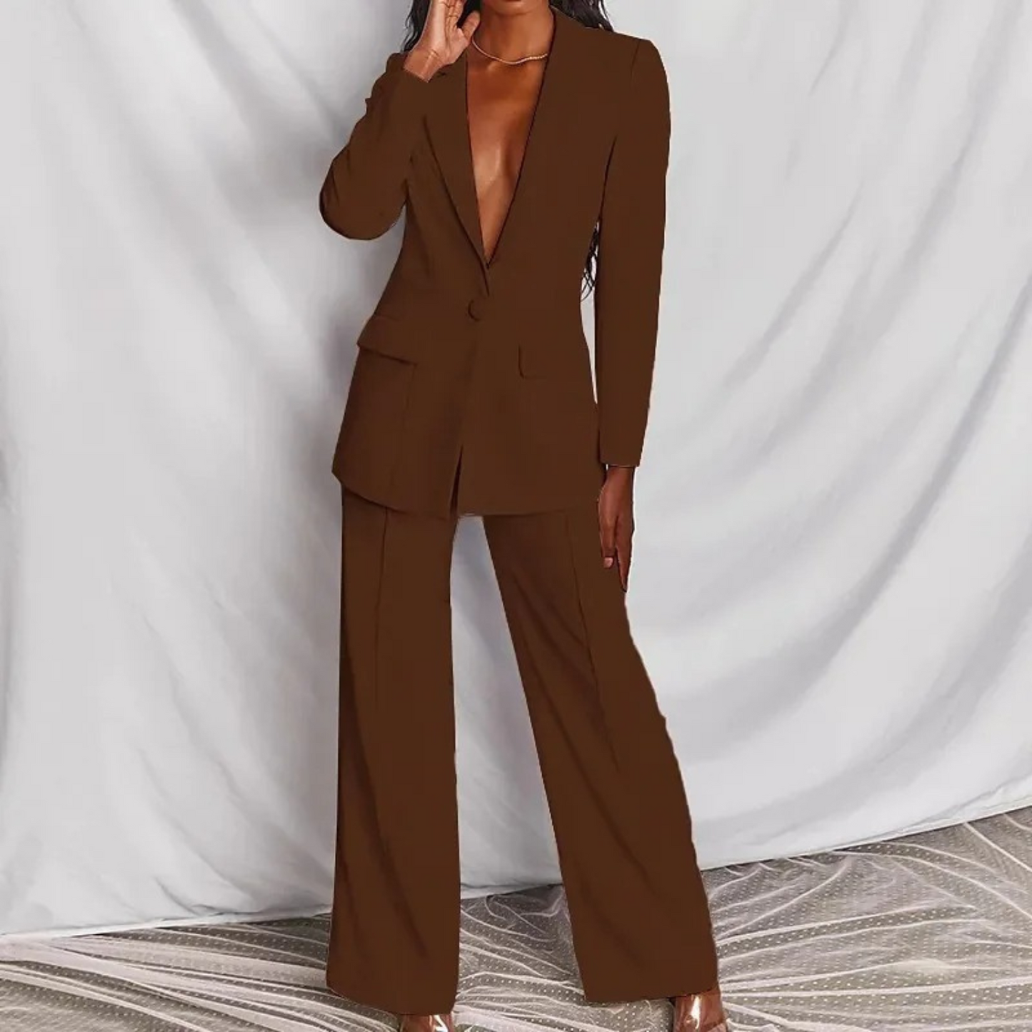 Variant image for Dam Blazer Set Skräddarsydd Stil Polyester-31