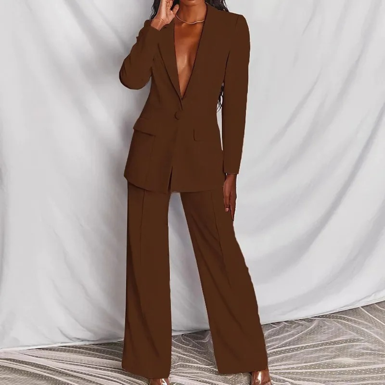 Variant image for Dam Blazer Set Skräddarsydd Stil Polyester-31