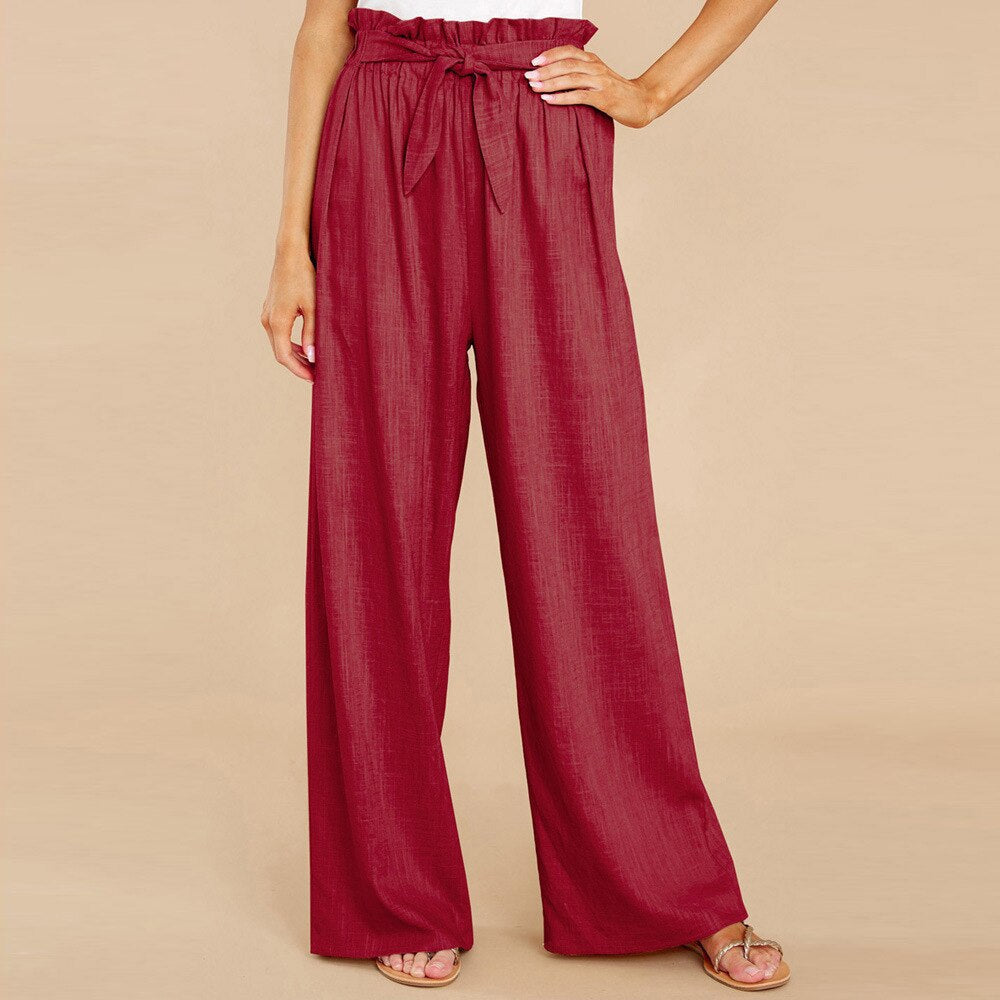 Snygga Byxor Dam Lätta Polyester Hög Midja-3