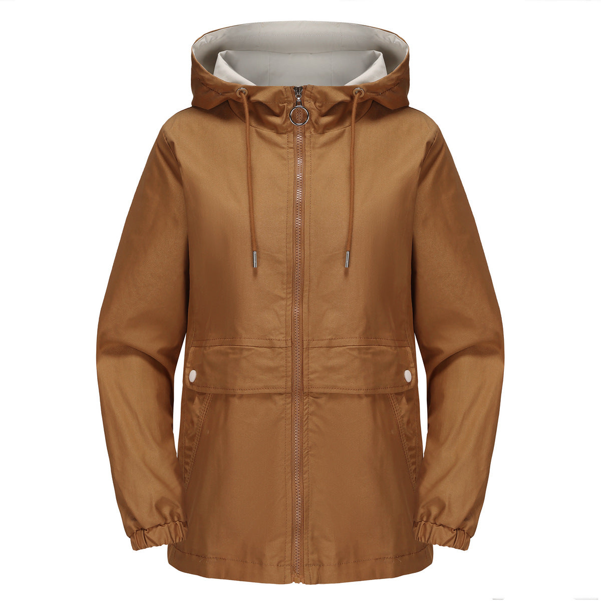 Damjacka Lätt Huva Polyester Lös Passform-4