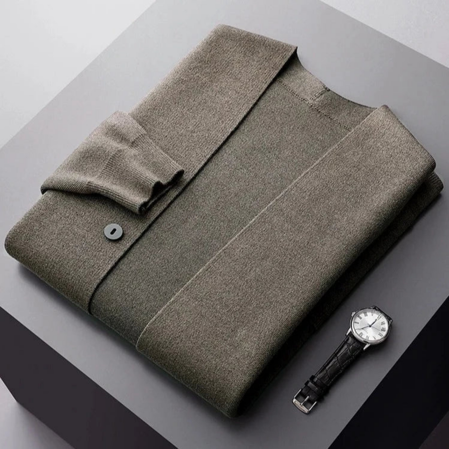 Dam Lång Kofta Cardigan i Mjuk Ny Ull med Pinstripe Detaljer-5