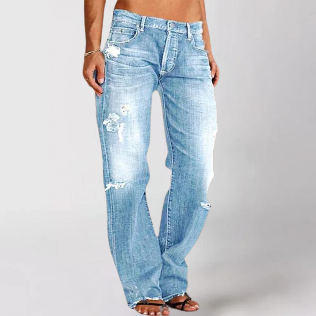 Dam Jeans Med Hög Midja Och Bred Ben – Högkvalitativ Denim För Trendig Look 11