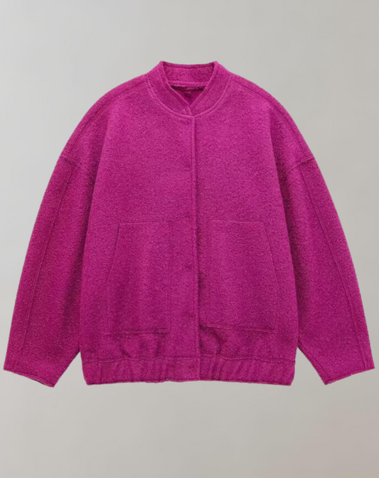 Damjacka Bomber Avslappnad Polyester med Dekorativ Design 1