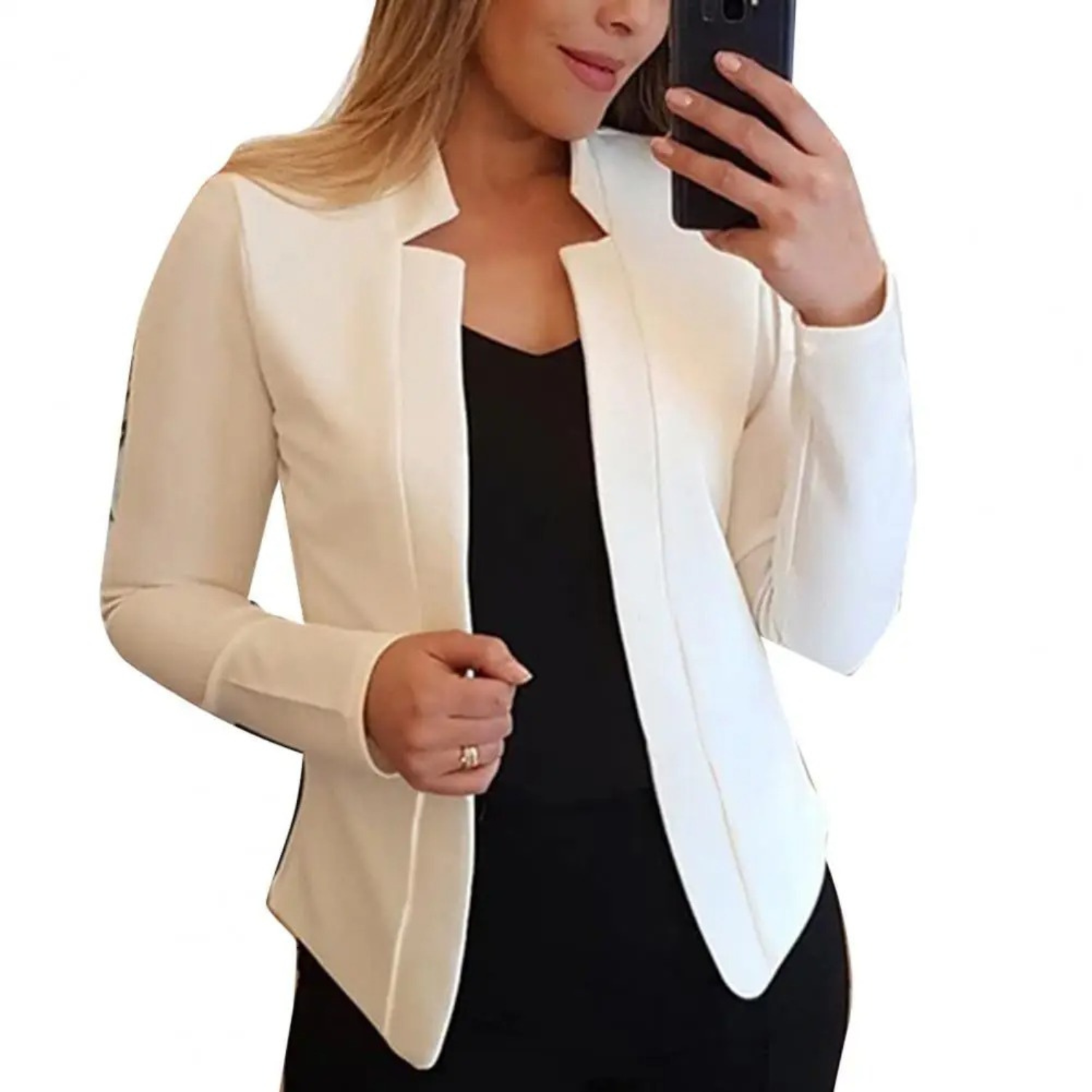 Dam Blazer Skräddarsydd Polyester för Kontorsarbete Elegant Design-6
