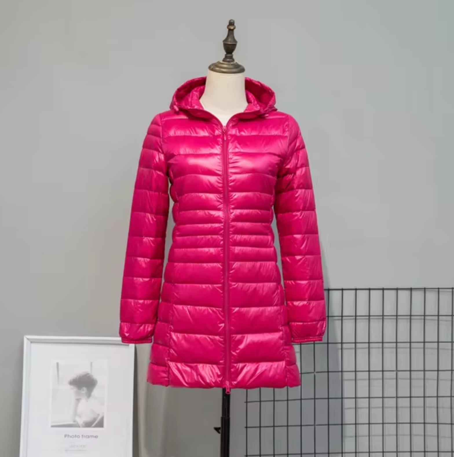 Kvinnors Buffertjacka Lång Polyester med Huva-6