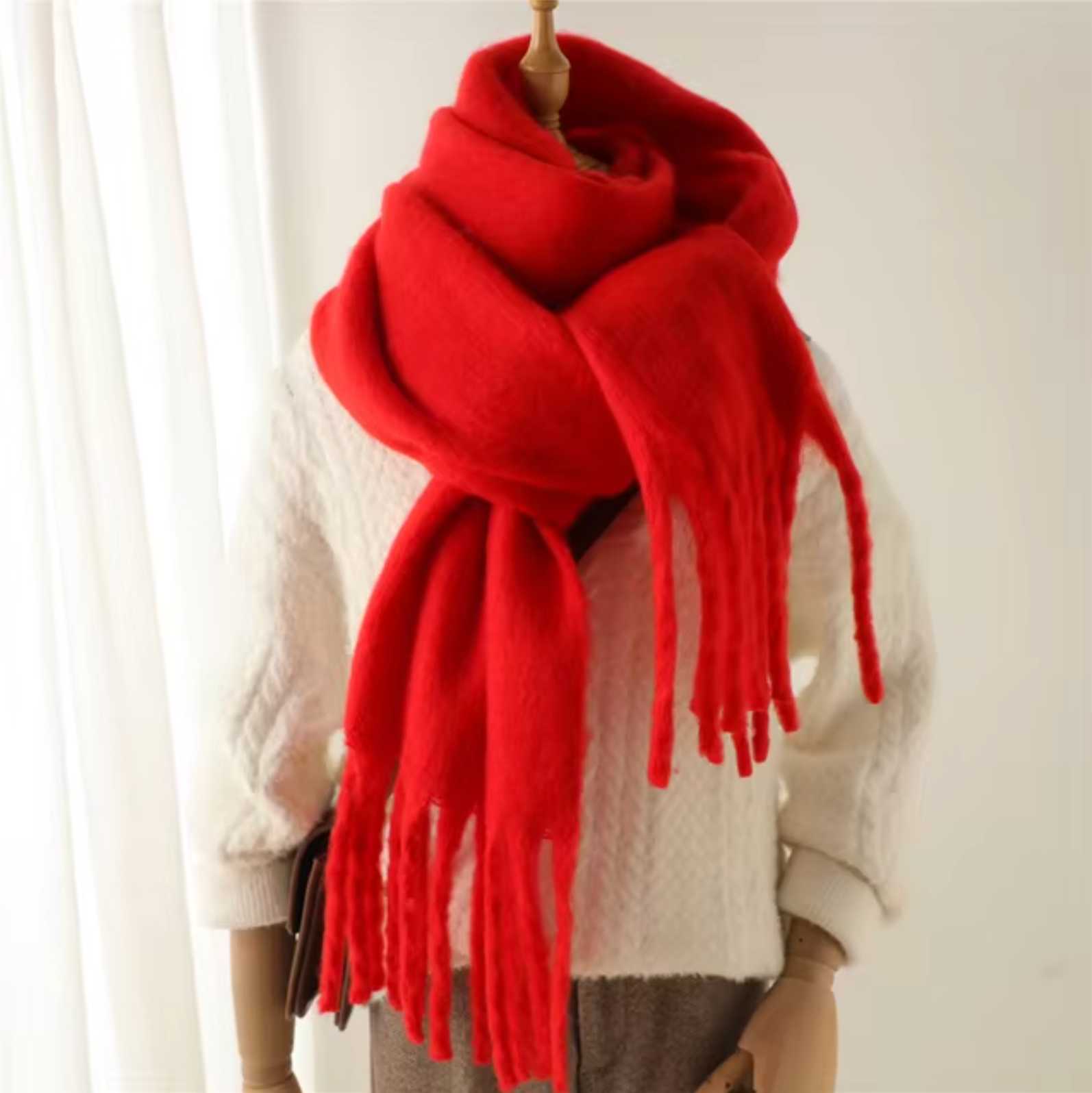 Vinterhalsduk för Kvinnor i Kashmirliknande Material med Långa Fransar – Elegant och Mångsidig Pashmina-design 12