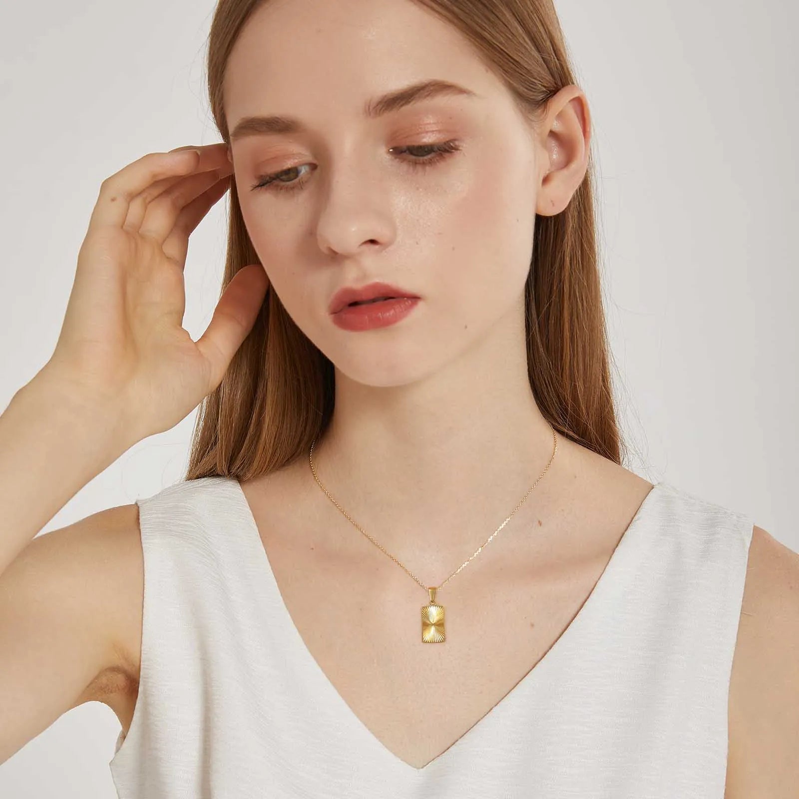 Halsband Dam Rostfritt Stål 18 Karat Guldbeläggning Elegant Design-3
