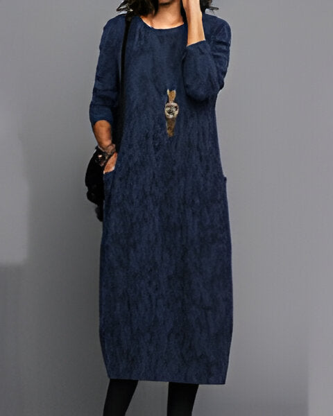 Variant image for Dam Klänning Långärmad Med Tryck Polyester Inkluderad Väska-20