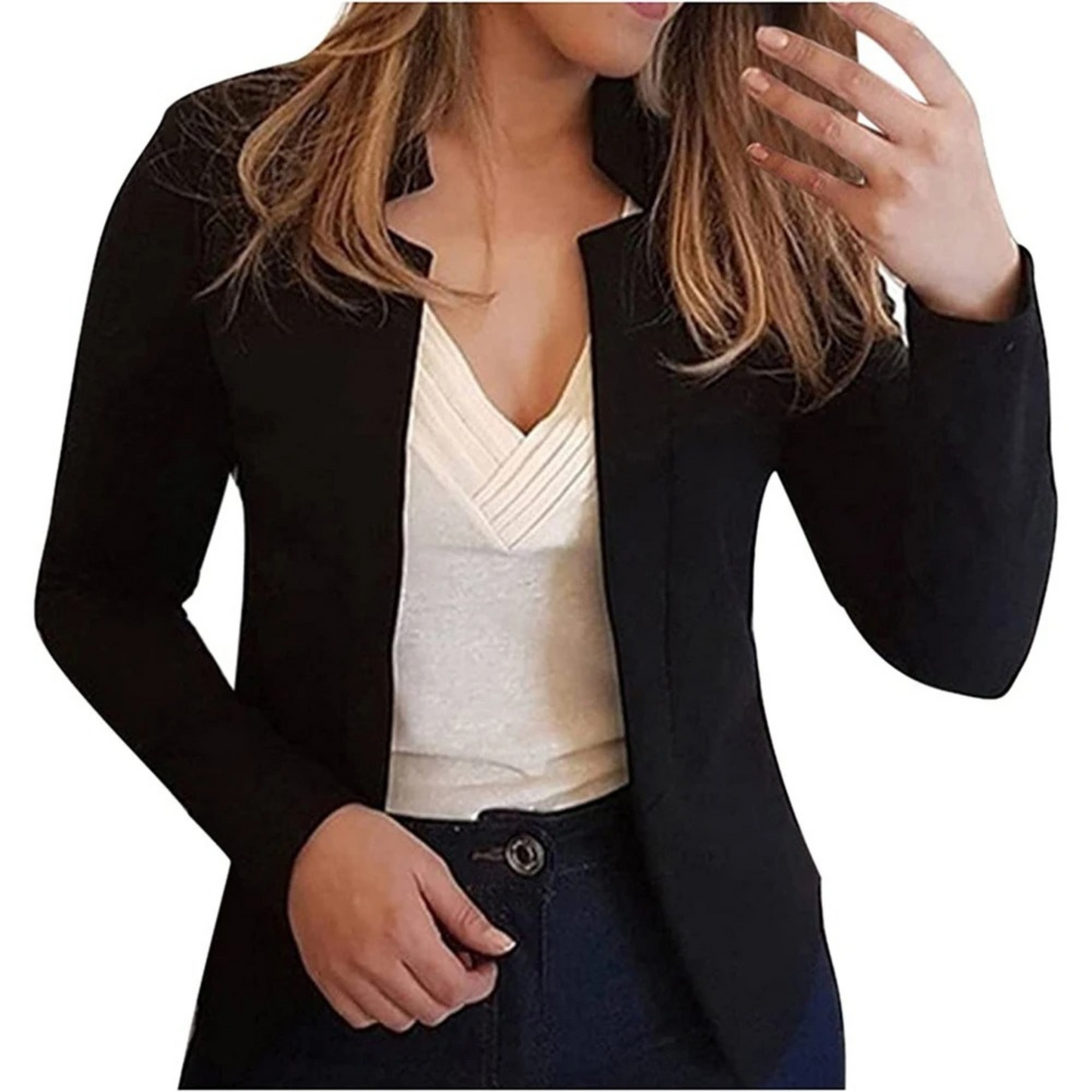 Kvinnors Blazer Skräddarsydd Polyester Elegant Cardigan-6
