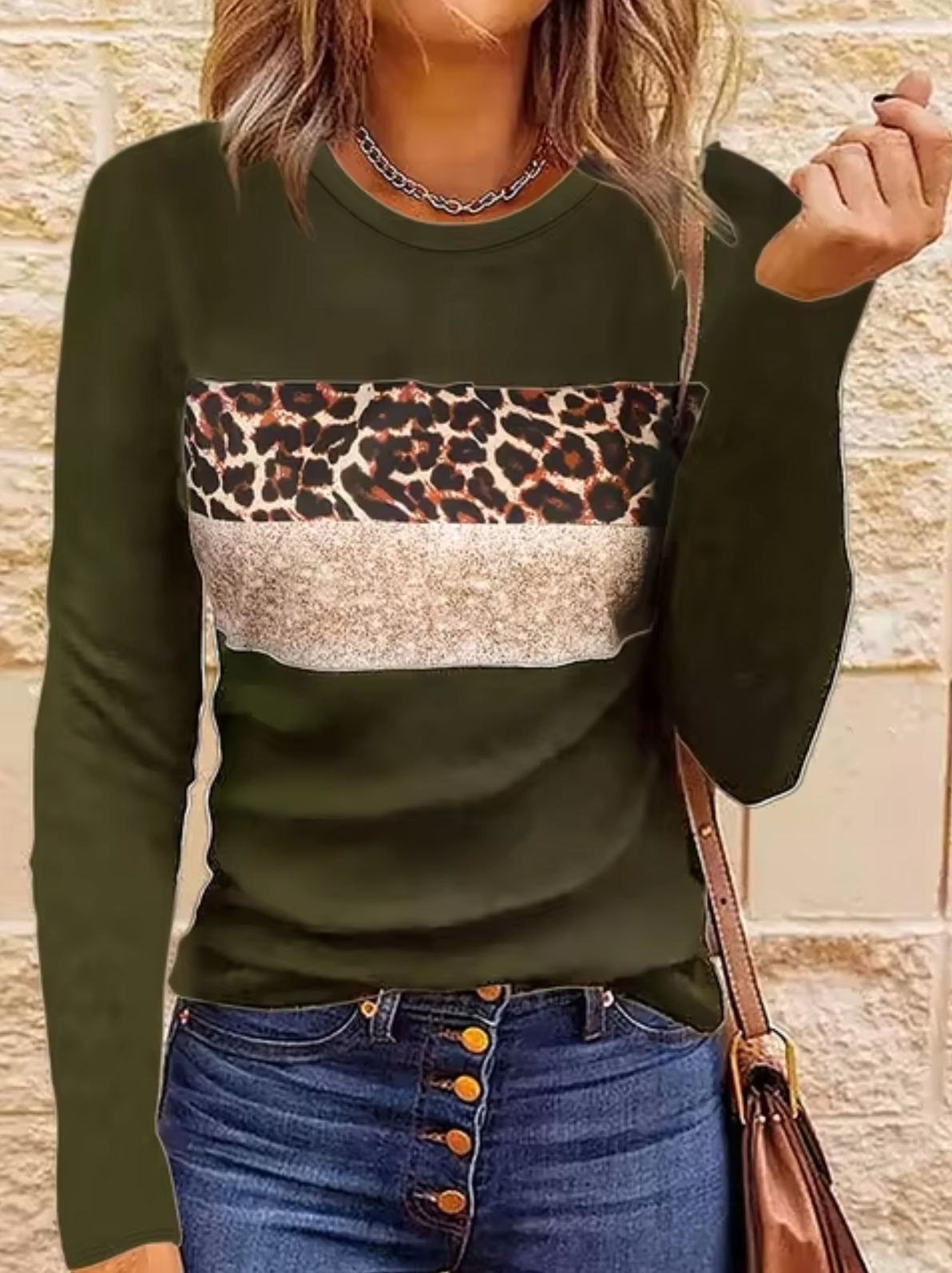 Variant image for Dam Långärmad T Shirt Med Leopardmönster Mjuk Bomull-36