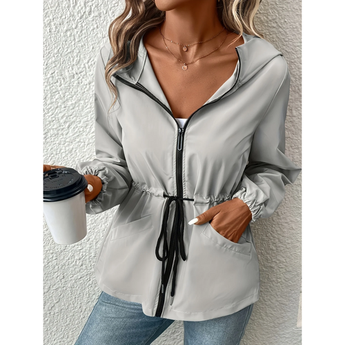 Dam Trenchcoat Lång Med Dragkedja Tidlös Design i Högkvalitativ Polyester-1