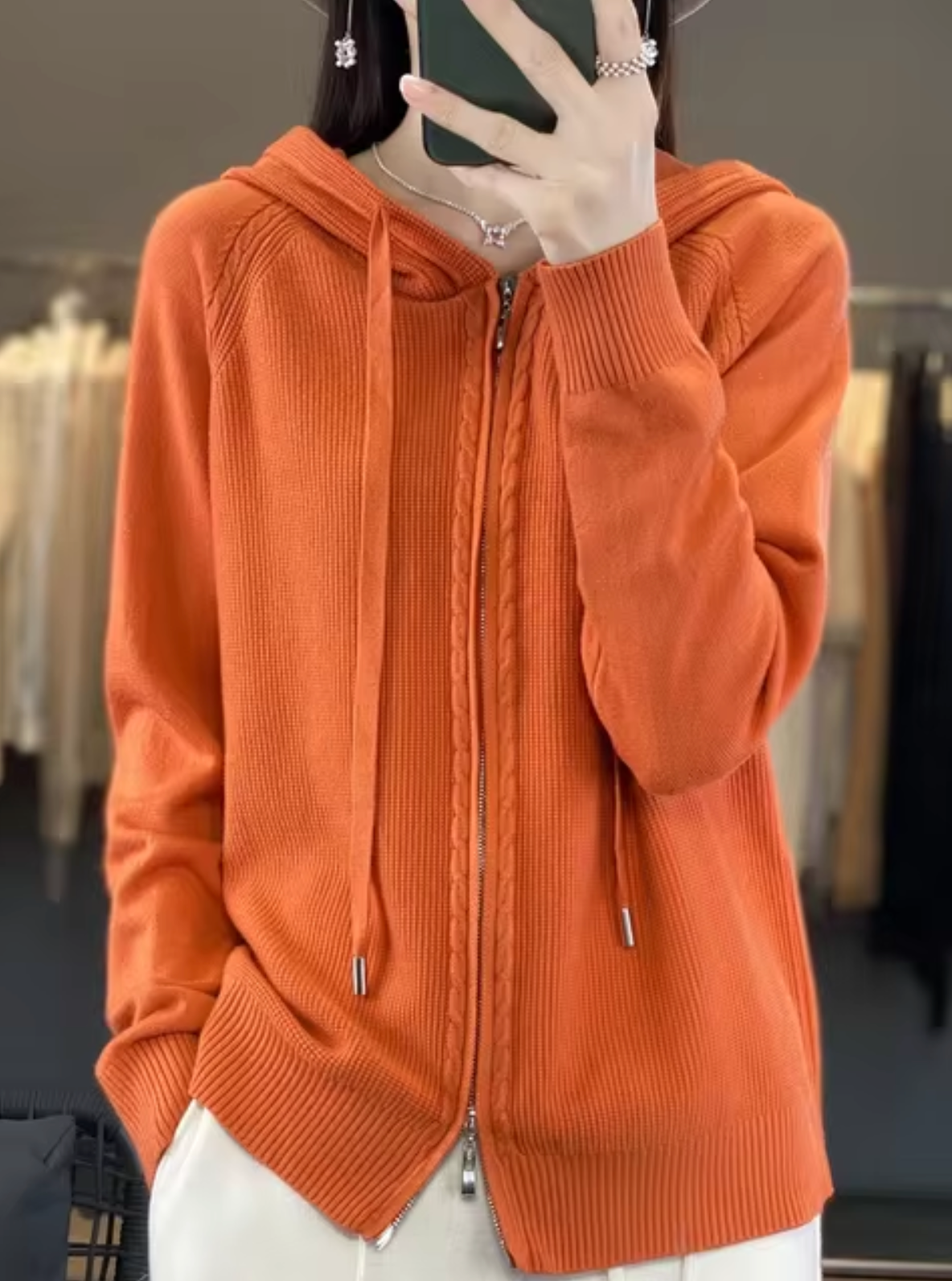 Variant image for Dam Hooded Cardigan Löst Passform Mjuk Stickad-26