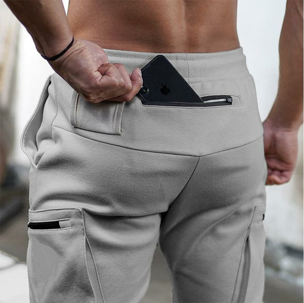 Herrar Cargo Sportbyxor Elastisk Midja Smal Passform-3