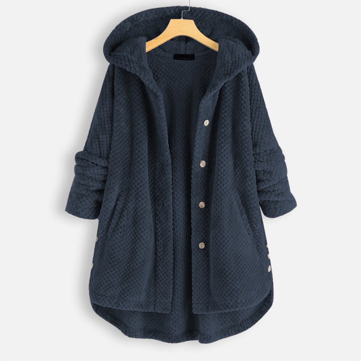 Dam Vändbar Fleecejacka med Huva Mjuk och Bekväm Fleece 5