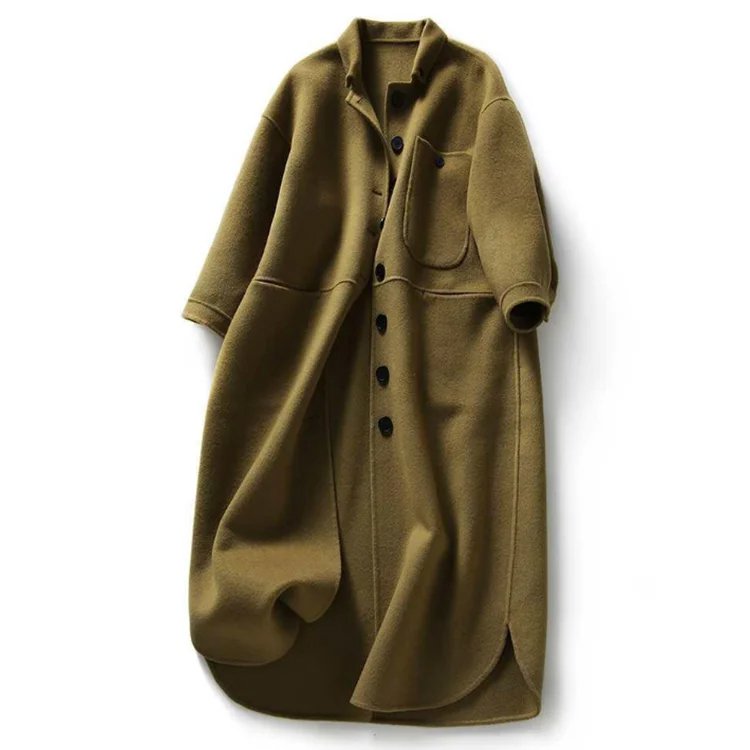 Lång Trenchcoat Dam Minimalistisk Polyester Elegant Design-2