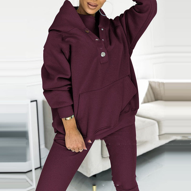 Kvinnors 3-delad Sportuppsättning Modern Polyester för Höst och Vinter-6
